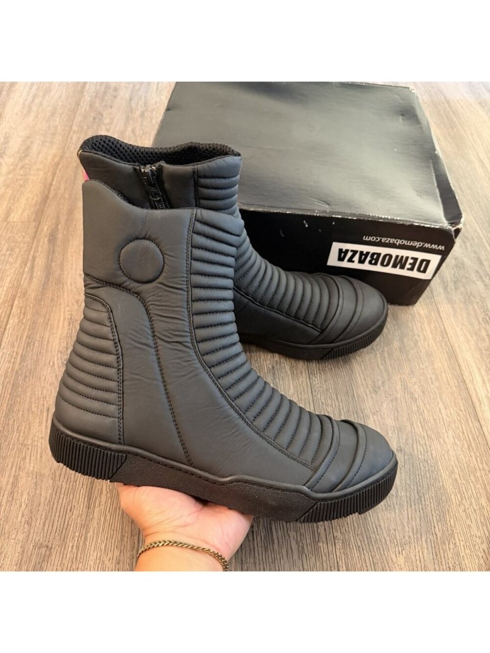 DEMOBAZA Leather Black Mens Gagarin Top Boots EU 45